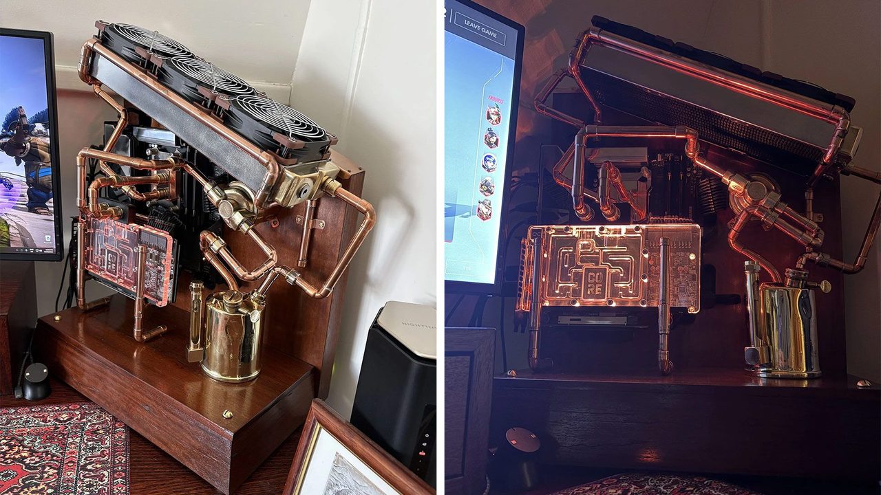 铜木蒸汽朋克改装主机亮相:Ryzen 7 9800X3D携手RX 9070 XT